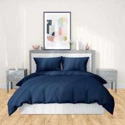 Parure de lit sapri satin de coton 260x240 cm - Bleu Indigo