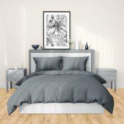 Parure de lit sapri satin de coton 260x240 cm - Gris Acier