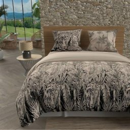 Soleil D'ocre - Tigre Parure Housse de Couette Coton 57 Fils, Ecru, par 260 x 240 cm - Ecru