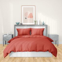Parure de lit sapri satin de coton 260x240 cm - Rouge Sienne