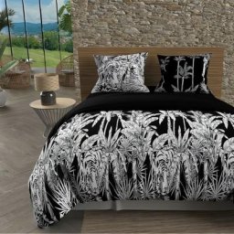 Soleil D'ocre - Tigre Parure Housse de Couette Coton 57 Fils, Noir, par 220 x 240 cm - Noir
