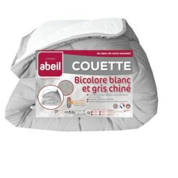 Couette tempérée bicolore 240x260cm - Blanc & Gris chiné - Abeil