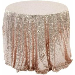 Nappe à Paillettes Ronde Or Rose, 120 cm Nappe à Sequins Couverture de Table Brillante pour
