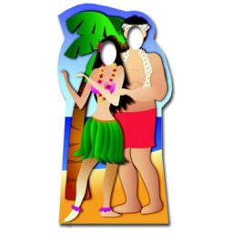Figurine en carton Passe tête Hawaiiens Couple 190 cm