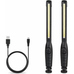 Lampe torche de travail cob rechargeable avec base magnétique et crochet de suspension pour le