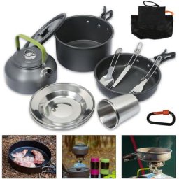 Kit de Casseroles Camping 13 pièces de d'extérieur Portable en Aluminium Pliable Pot de Bouilloire
