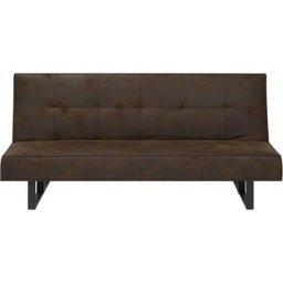 Canapé Convertible Clic Clack 3 Places en Cuir pu Marron Espace de Couchage Confortable et Design