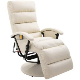 Fauteuil de massage tv Blanc crème Similicuir Vidaxl Crème