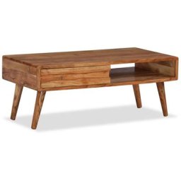 Table basse Bois massif avec tiroir sculpté 100 x 50 x 40 cm Vidaxl Brun