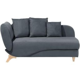 Beliani - Canapé Chaise Longue Côté Gauche Tapissé en Velours Gris Foncé avec Espace de Rangement