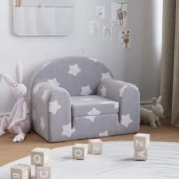 Canapé Relax Salon - Moderne Canapé pour enfants Gris clair avec étoiles Peluche