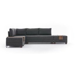 Canapé d'angle à gauche modulable Gialos Tissu Anthracite - Anthracite