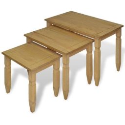 Ensemble de tables gigognes 3 pièces Gamme Corona Pin mexicain Vidaxl Brun