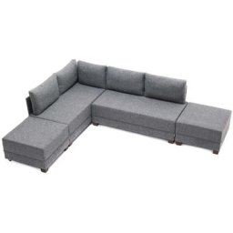 Canapé d'angle à gauche modulable Gialos Tissu Gris - Gris