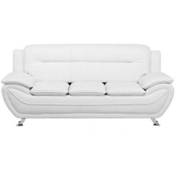 Canapé Design 3 Places en Cuir PU Blanc Convenable pour Chaque Salon Moderne Beliani - Blanc