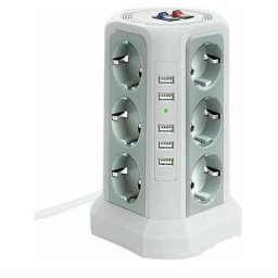 Tour multiprise parafoudre et surtension, Multiprise Electrique avec 5 Ports usb et 12 Prises,