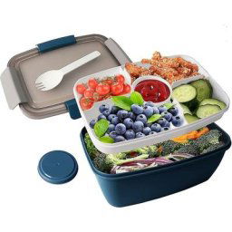 Boîtes à repas à salade de 2 l - Grande boîte à déjeuner Bento pour adulte avec 5 compartiments