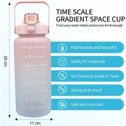 Bouteille d'eau 2l, Sans bpa, Bouteille d'eau étanche avec Marqueur de Temps de Motivation,