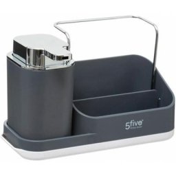 Organisateur d'évier 4en1 avec distributeur de savon 0.3 l et compartiment à éponge 0.3 l - Gris