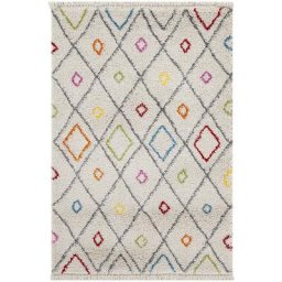 Tapis berbère de salon shaggy crème ethnique Drogheda Crème 60x120 - Crème