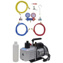Pompe à vide 100 L/min avec manomètre à 2 voies en kit d'outils Vidaxl