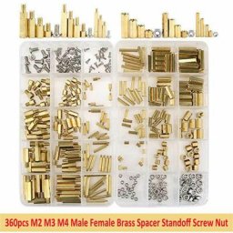 360pcs Entretoise support de mâle femelle fileté laiton Kit écrou boulon à vis hexagonale M2 M3 M4