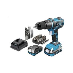 Kit perceuse/visseuse 20v avec 2 batteries 2.0a et chargeur de batterie 22,5x20,3cm pro series Koma