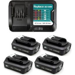 5 pièces) 4X Batterie 2,0Ah + 1X Chargeur pour Makita 12V 10,8V BL1021B BL1041B BL1020 BL1015