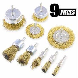 9Pieces Brosse metallique pour perceuse métallique meuleuse circulaire avec kit de brosse à tige