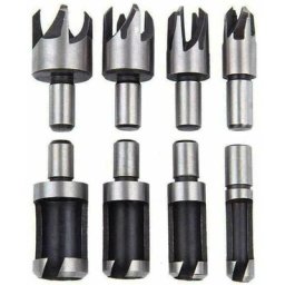 8pcs Fraise à Bouchonner Bois Outil de Coupe Bois Mèches Plug Cutter Perceuse Ensemble pour Travail