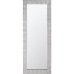 Miroir Mural Glamour avec Cadre en Plastique Couleur Argentée de Forme Rectangulaire 50 x 130 cm
