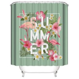 Rideau de Douche de Flamant ardent 180180 cm, Rideau de douche de Fleurs Rideau de Douche en