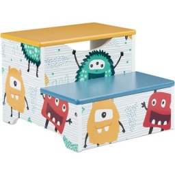 Marchepied pour enfants, petit tabouret, 2 marches, hauteur 25 cm, salle bain, mdf, accès lavabo,
