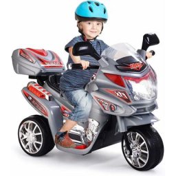 Moto Electrique a 3 Roues pour Enfants,Interrupteur au Pied avec Fonction Avant et Arriere, Panneau