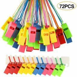 72 sifflets en Plastique colorés, sifflet de l'entraîneur avec Cordons pour Les événements
