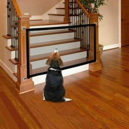 Tumalagia - Barrière de sécurité pour chien pliable rétractable pour chien bébé barrière d'escalier