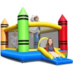 Château Gonflable, Trampoline Gonflable avec 50 Balles Marines, Aire de Jeu avec Toboggan, Grand