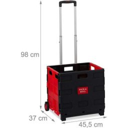 Chariot de courses pliable poignée roulettes en caoutchouc 35 kg poussette de marché aluminium