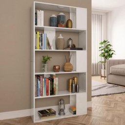 Bibliothèque/Séparateur de pièce Meuble de Rangement | Meuble Étagère Blanc brillant 80x24x159 cm