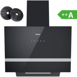 Ciarra - Hotte Inclinee Tactile 60cm 650m/h 2pcs Filtre Actif 3 Vitesses Classe a Recyclage Ou