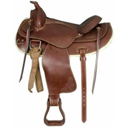 16, Noir: Selle Lakota modèle Prime Round Skirt en cuir graissé avec finition fleurie complète avec