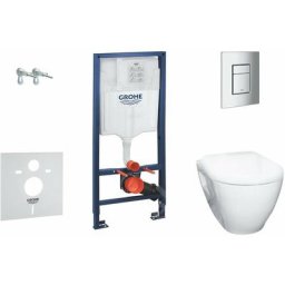 Solido - Set de bâti-support, cuvette Bau Ceramic avec l'abattant softclose, plaque de