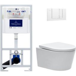 Pack wc Bâti-support + wc Swiss Aqua Technologies sans bride et fixations invisibles + Plaque