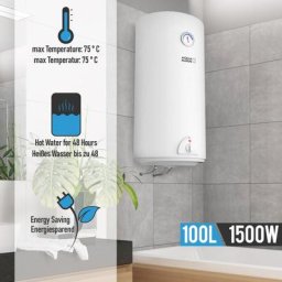 Chauffe-Eau Électrique - Réservoir avec Capacité de 100 Litres, Puissance 1500W, Thermostat à 75° c