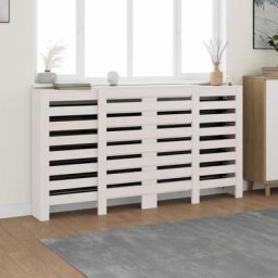 Cache-radiateur Moderne - Équipement pour radiateur Blanc 210x21x85 cm Bois massif de pin BV477606