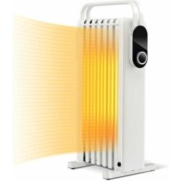 Radiateur à Bain d'Huile Portable 7 Éléments 1500W avec Porte-Serviette 3 Niveaux de Puissance,