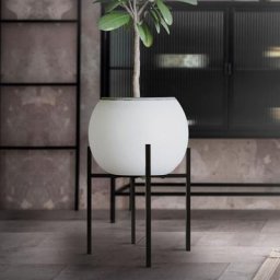 Porte-fleurs noir réglable support plantes métal pot à fleurs design intemporel