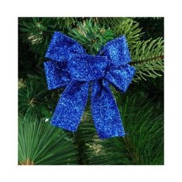 Lot de 12 nœuds à paillettes pour décoration de sapin de Noël - 10 x 8 cm - Noeuds en ruban de Noël