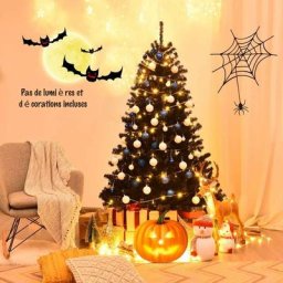 Sapin de Noël Artificiel 225cm Aiguilles en pvc avec Support en Métal Pliable 1258 Pointes de