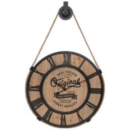 Horloge en métal et panneau de bois mdf avec poulie D58cm Atmosphera créateur d'intérieur